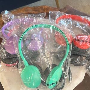 Green Headphones with Black Ear Cushions, all different colors come in a set